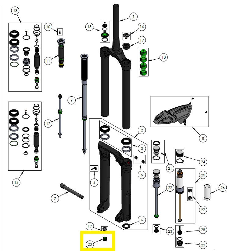 DVO REBOUND KNOB, DIAMOND 36 D1 | ONYX 38 D1|D2 DVO REBOUND KNOB, DIAMOND 36 D1 | ONYX 38 D1|D2