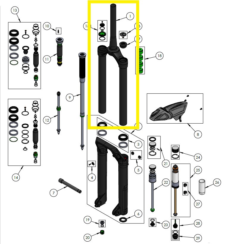 DVO UPPER ASSEMBLY, ONYX 38 D1|D2|WP, BLACK DVO UPPER ASSEMBLY, ONYX 38 D1|D2|WP, BLACK