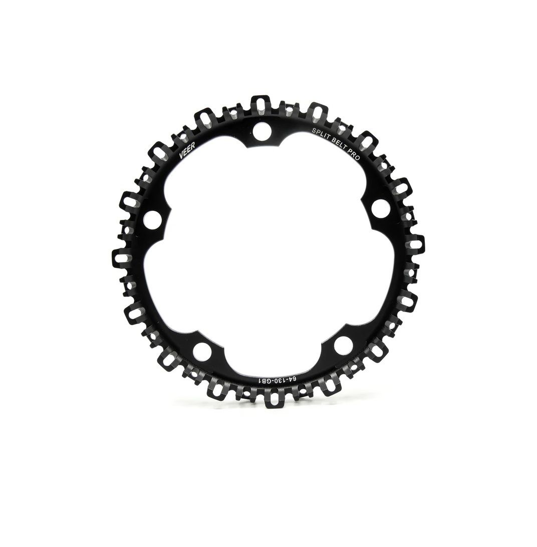 VEER SPLIT BELT™ PRO FRONT SPROCKET, 5-BOLT, 130MM, 64 T., BLACK VEER SPLIT BELT™ PRO FRONT SPROCKET, 5-BOLT, 130MM, 64 T., BLACK