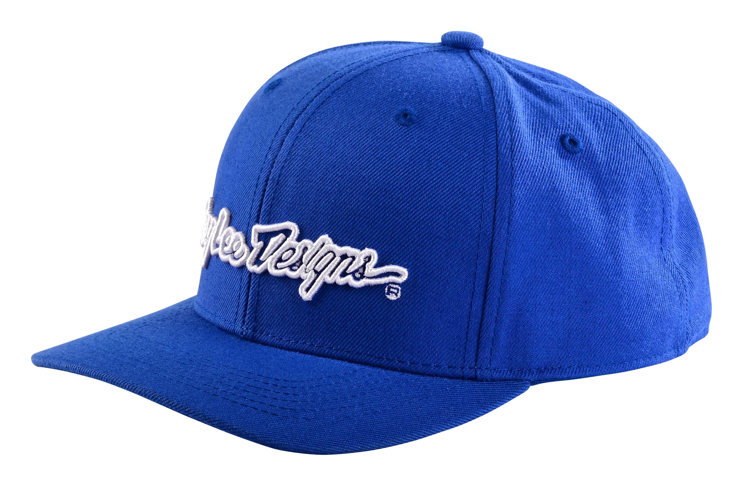 TROY LEE DESIGNS CURVED SNAPBACK CAP, SIGNATURE, BLUE/WHITE, ONE SIZE, ONE SIZE