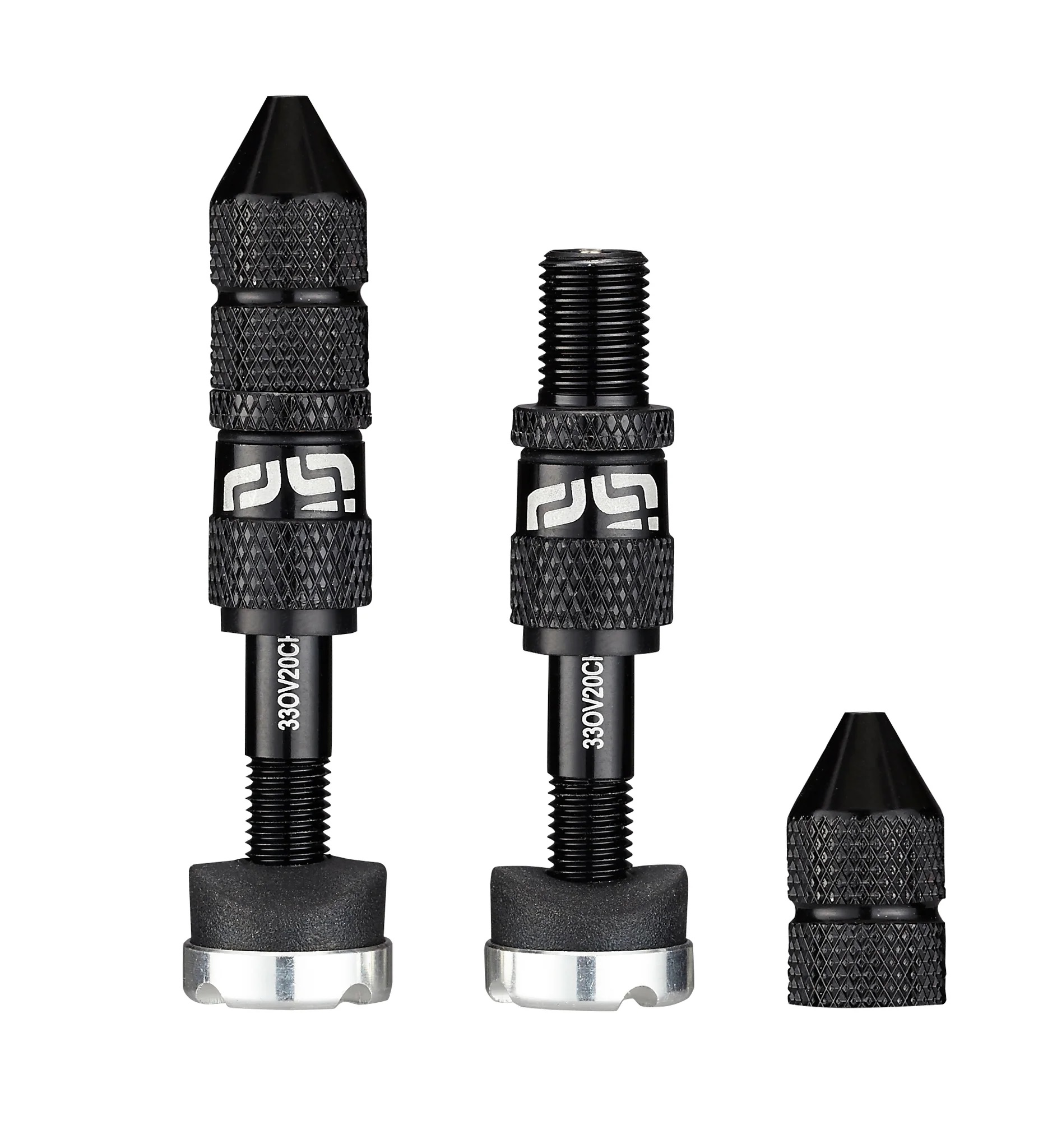 E*THIRTEEN QUICK FILL TUBELESS SCHRADER VALVES, 23-31MM DEPTH, 2 PCS., BLACK