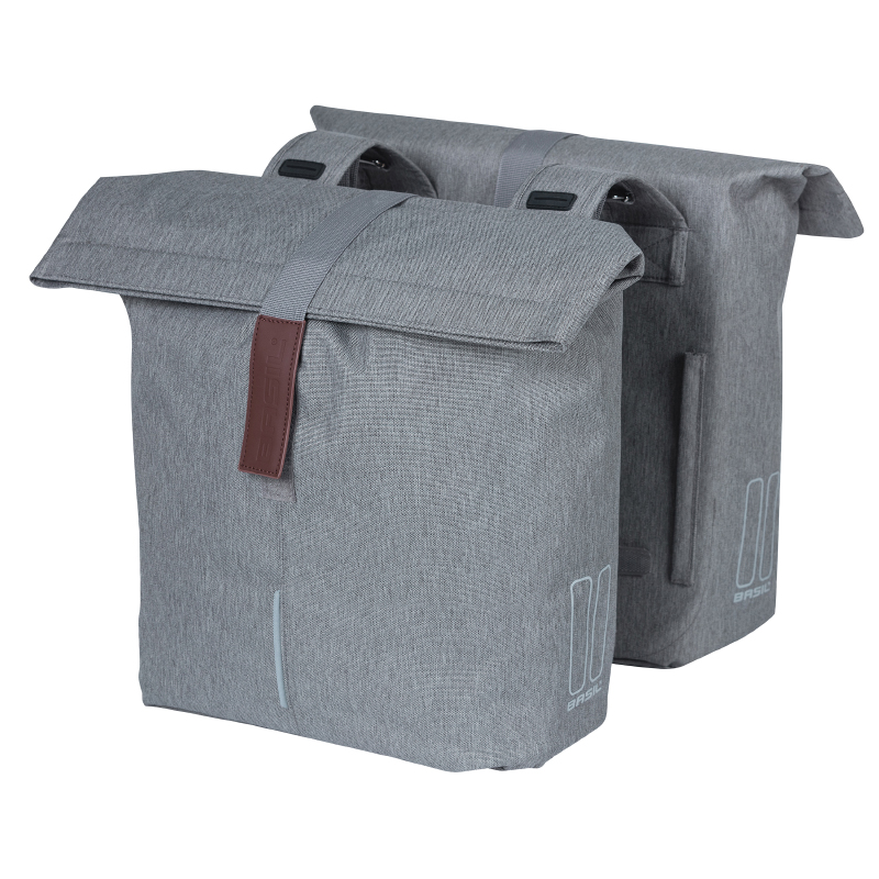 SACOCHE ARRIERE VELO DOUBLE BASIL CITY GRIS CLAIR 28-32L FIXATION VELCROS SUR PORTE BAGAGE (30X18X49CM) FERMETURE PLIANT ANTI-PLUIE SACOCHE ARRIERE VELO DOUBLE BASIL CITY GRIS CLAIR 28-32L FIXATION VELCROS SUR PORTE BAGAGE (30X18X49CM) FERMETURE PLIANT ANTI-PLUIE