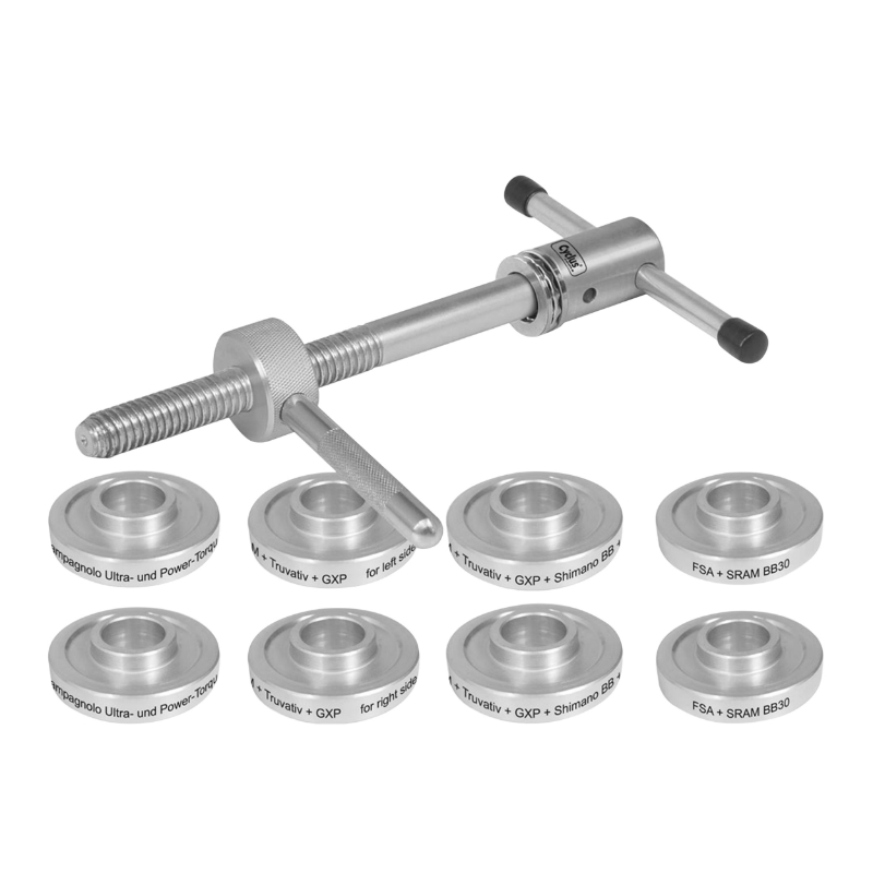 OUTIL PRO MONTAGE CUVETTE INTEGRE PRESSFIT CYCLUS (POUR SRAM DUB - CAMPAGNOLO ULTRA ET POWER TORQUE - SHIMANO - SRAM - TRUVATIV ET FSA) (LIVRE AVEC 5 JEUX DE PRESSE CUVETTE) OUTIL PRO MONTAGE CUVETTE INTEGRE PRESSFIT CYCLUS (POUR SRAM DUB - CAMPAGNOLO ULTRA ET POWER TORQUE - SHIMANO - SRAM - TRUVATIV ET FSA) (LIVRE AVEC 5 JEUX DE PRESSE CUVETTE)