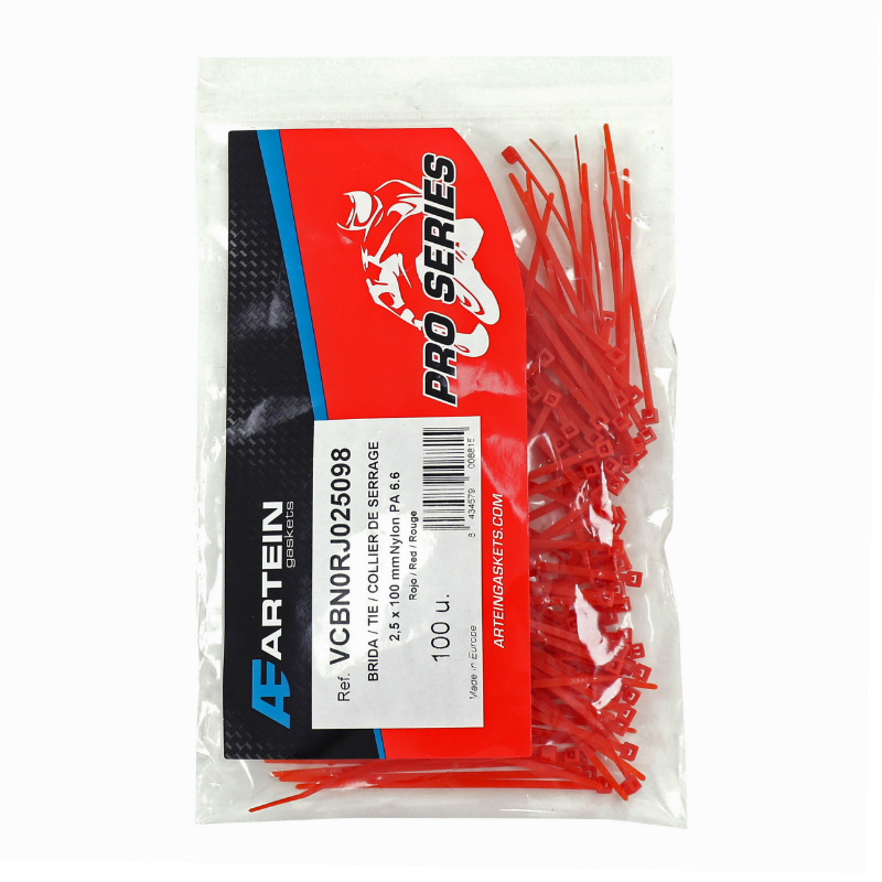 COLLIER DE SERRAGE NYLON TYPE RILSAN ARTEIN 2,5X100 MM ROUGE (VENDU PAR 100) -PRO SERIES- COLLIER DE SERRAGE NYLON TYPE RILSAN ARTEIN 2,5X100 MM ROUGE (VENDU PAR 100) -PRO SERIES-