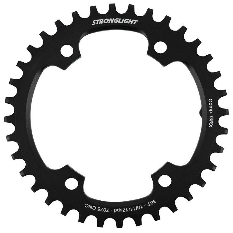 PLATEAU GRAVEL 4BRA D.110POUR SHIMANO GRX FC-RX600-RX610-RX810-RX820 STRONGLIGHT MONO ALU NOIR 36DTS - EPAISSEUR 3MM 10-11-12V. PLATEAU GRAVEL 4BRA D.110POUR SHIMANO GRX FC-RX600-RX610-RX810-RX820 STRONGLIGHT MONO ALU NOIR 36DTS - EPAISSEUR 3MM 10-11-12V.
