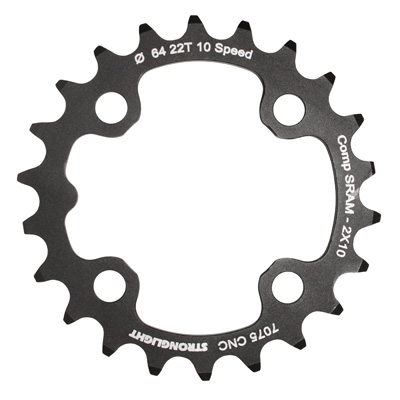 PLATEAU VTT 4BRA D.64 POUR SRAM XO+SHIMANO (SAUF XT-XTR) STRONGLIGHT DOUBLE 22DTS INTERIEUR NOIR NON FILETE 10V. - EPAISSEUR 3.5MM PLATEAU VTT 4BRA D.64 POUR SRAM XO+SHIMANO (SAUF XT-XTR) STRONGLIGHT DOUBLE 22DTS INTERIEUR NOIR NON FILETE 10V. - EPAISSEUR 3.5MM