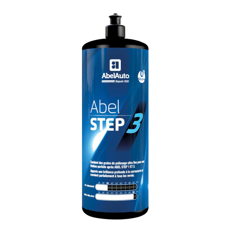 POLISH CARROSSERIE ABEL AUTO STEP 3 1L ABRASIVITE 30, BRILLANCE 90 (MARQUE FRANCAISE) -GAMME PROFESSIONNELLE- POLISH CARROSSERIE ABEL AUTO STEP 3 1L ABRASIVITE 30, BRILLANCE 90 (MARQUE FRANCAISE) -GAMME PROFESSIONNELLE-