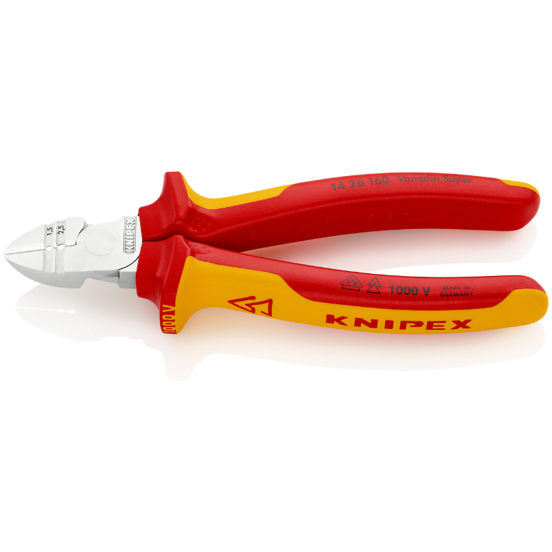 PINCE A DENUDER COUPANTE PRO KNIPEX COMPACT 160MM CHROME POIGNEE ISOLEE CERTIFIEES VDE (13 96 200) -MADE IN GERMANY - PINCE A DENUDER COUPANTE PRO KNIPEX COMPACT 160MM CHROME POIGNEE ISOLEE CERTIFIEES VDE (13 96 200) -MADE IN GERMANY -