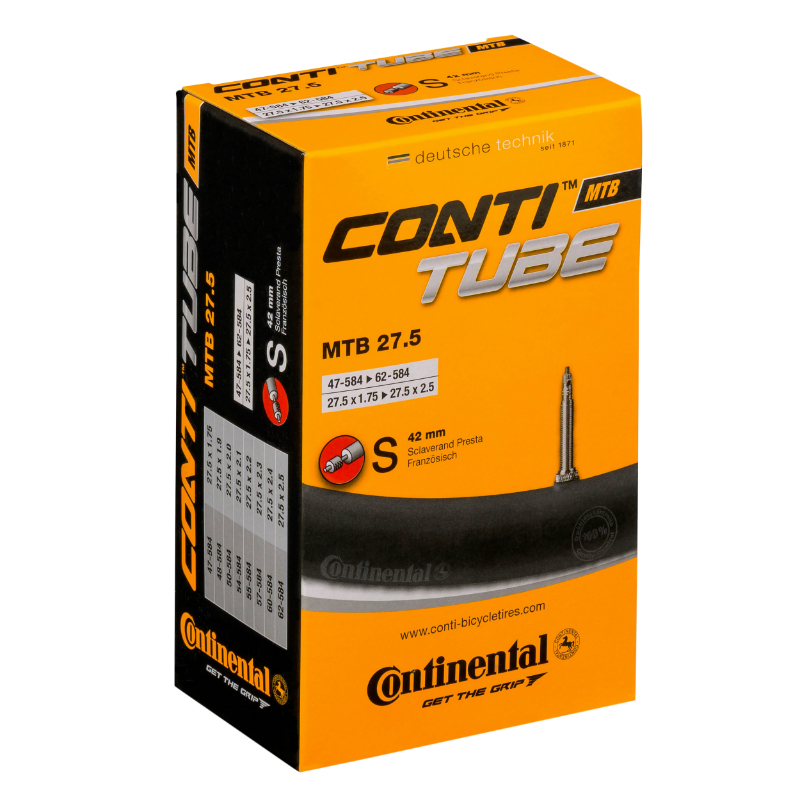 CHAMBRE A AIR VELO 27.5 X 1.75-2.50 CONTINENTAL VALVE PRESTA OBUS DEMONTABLE 42 MM CHAMBRE A AIR VELO 27.5 X 1.75-2.50 CONTINENTAL VALVE PRESTA OBUS DEMONTABLE 42 MM