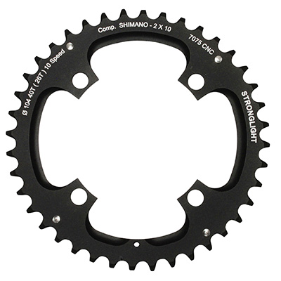 PLATEAU VTT 4BRA D.104 POUR SHIMANO STRONGLIGHT DOUBLE 40DTS EXTERIEUR NOIR 2X10V. (SAUF XT-XTR) NON FILETE 10V. - EPAISSEUR 5MM PLATEAU VTT 4BRA D.104 POUR SHIMANO STRONGLIGHT DOUBLE 40DTS EXTERIEUR NOIR 2X10V. (SAUF XT-XTR) NON FILETE 10V. - EPAISSEUR 5MM