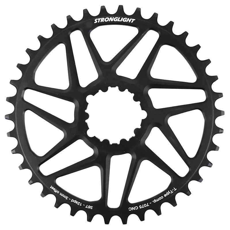 PLATEAU VTT DIRECT MOUNT POUR SRAM SX-NX-GX STRONGLIGHT MONO ALU NOIR 38DTS - EPAISSEUR 3MM 12V. PLATEAU VTT DIRECT MOUNT POUR SRAM SX-NX-GX STRONGLIGHT MONO ALU NOIR 38DTS - EPAISSEUR 3MM 12V.