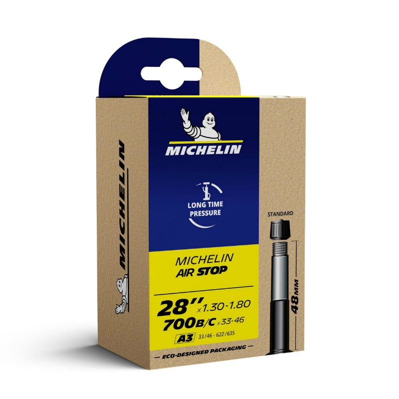 CHAMBRE A AIR VELO 700 X 33-46 MICHELIN A3 VALVE STANDARD 48MM CHAMBRE A AIR VELO 700 X 33-46 MICHELIN A3 VALVE STANDARD 48MM