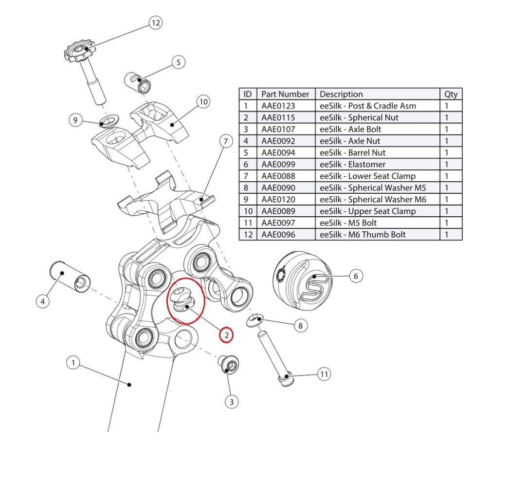CANE CREEK SPHERICAL NUT M6, FRONT, EESILK CANE CREEK SPHERICAL NUT M6, FRONT, EESILK