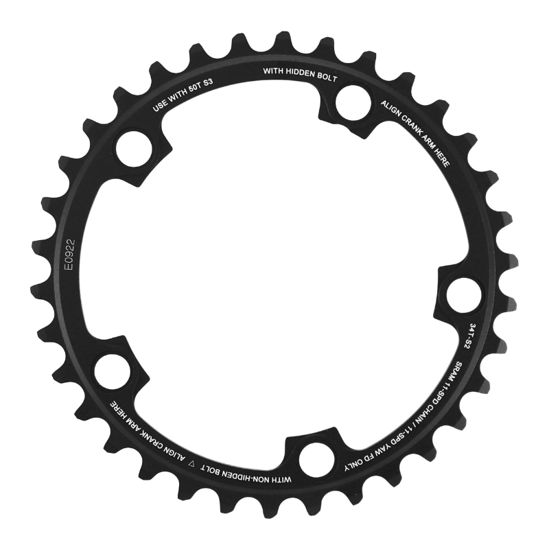 PLATEAU ROUTE 5BRA D.110 POUR SRAM ORIGINE 34DTS INTERIEUR RED-FORCE-RIVAL 22 YAW ALU NOIR 11V. PLATEAU ROUTE 5BRA D.110 POUR SRAM ORIGINE 34DTS INTERIEUR RED-FORCE-RIVAL 22 YAW ALU NOIR 11V.
