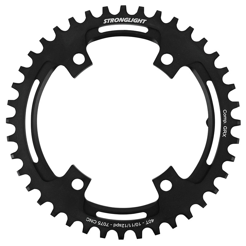 PLATEAU GRAVEL 4BRA D.110POUR SHIMANO GRX FC-RX600-RX610-RX810-RX820 STRONGLIGHT MONO ALU NOIR 40DTS - EPAISSEUR 3MM 10-11-12V. PLATEAU GRAVEL 4BRA D.110POUR SHIMANO GRX FC-RX600-RX610-RX810-RX820 STRONGLIGHT MONO ALU NOIR 40DTS - EPAISSEUR 3MM 10-11-12V.