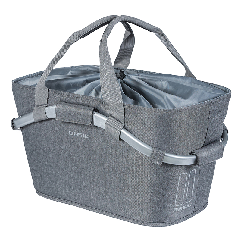 PANIER ARRIERE TOILE BASIL 2DAY 22L GRIS CLAIR AVEC ANSE FIXATION CLIP AUTOMATIQUE SUR PORTE BAGAGE SYSTEME MIK (COMPATIBLE AVEC 157030 INCLUS) - (SI PAS FOURNI SUR LE VELO, AJOUTER 155681) PANIER ARRIERE TOILE BASIL 2DAY 22L GRIS CLAIR AVEC ANSE FIXATION CLIP AUTOMATIQUE SUR PORTE BAGAGE SYSTEME MIK (COMPATIBLE AVEC 157030 INCLUS) - (SI PAS FOURNI SUR LE VELO, AJOUTER 155681)