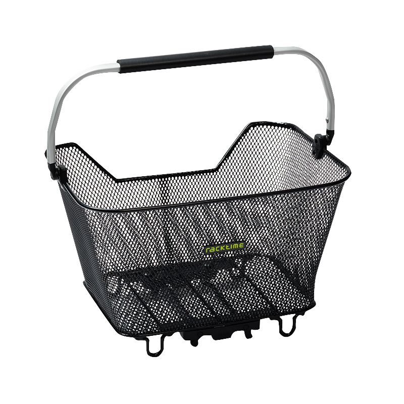 PANIER ARRIERE FIL ACIER RACKTIME BASK IT 23L DELUXE NOIR AVEC ANSE SUR PORTE BAGAGE (45X30X33 CM) - COMPATIBLE SYSTEME RACKTIME SNAPIT (CHARGE MAX 10KG)