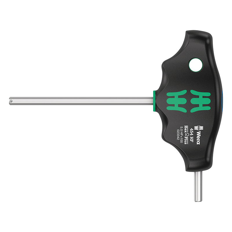 CLE ALLEN-6 PANS MANCHE EN T WERA 454 HEX PLUS  5X100MM NOIR-VERT (VENDU A L'UNITE)  -MARQUE ALLEMANDE POUR LES ATELIERS-