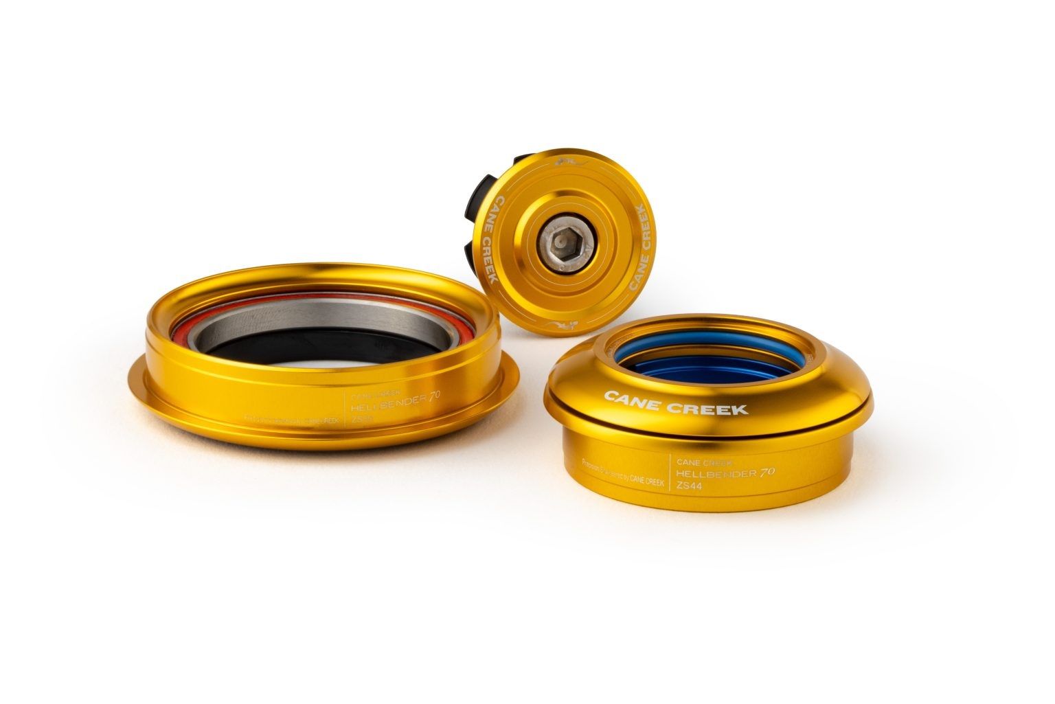 CANE CREEK HELLBENDER 70 TAPERED HEADSET, 1 1/8"-1.5", ZS44/28.6/H8 | ZS56/40, SHORT, GOLD