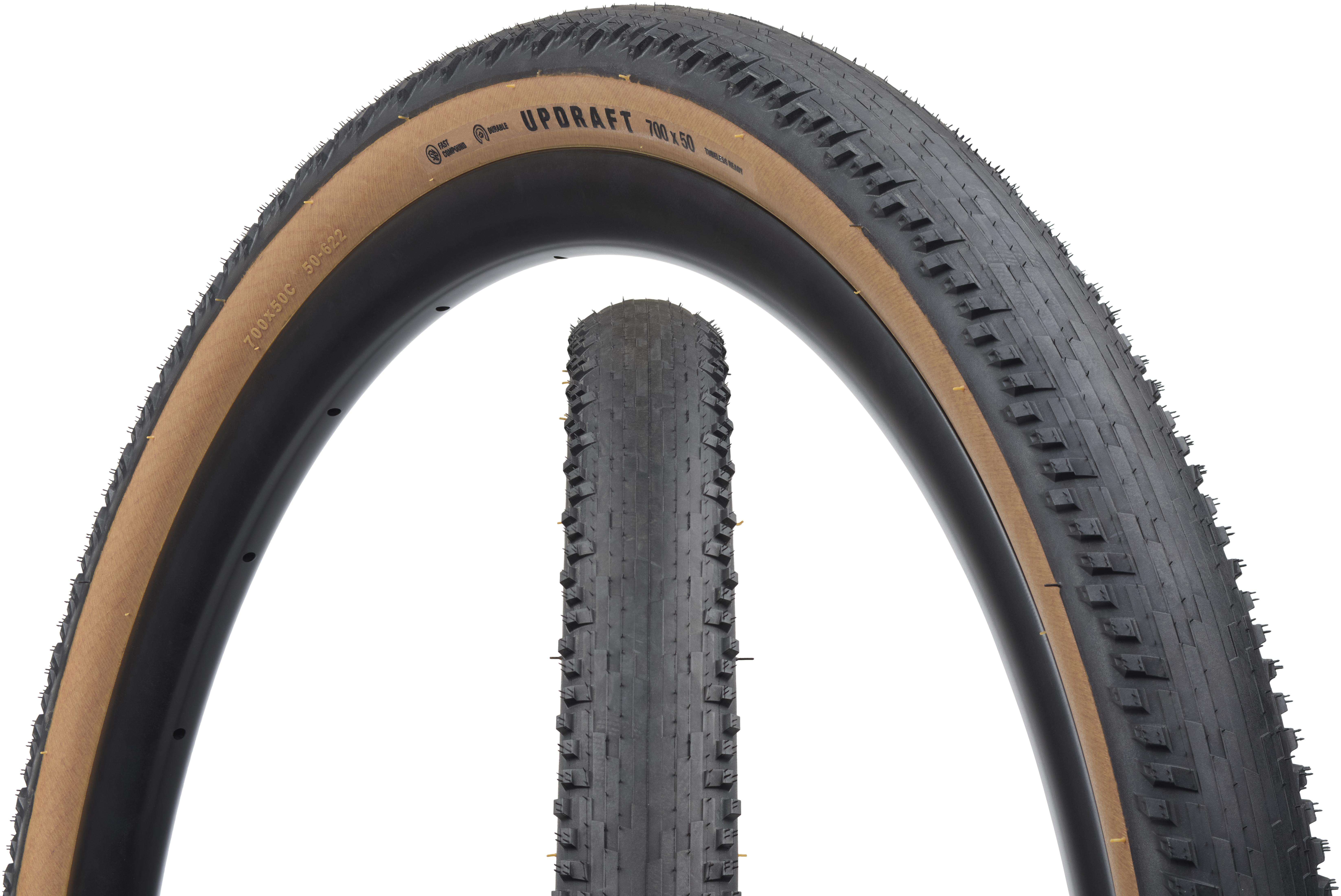 TERAVAIL UPDRAFT DURABLE FOLDING TIRE, 700X50C, 50-622, FAST COMPOUND, TUBELESS, TAN TERAVAIL UPDRAFT DURABLE FOLDING TIRE, 700X50C, 50-622, FAST COMPOUND, TUBELESS, TAN