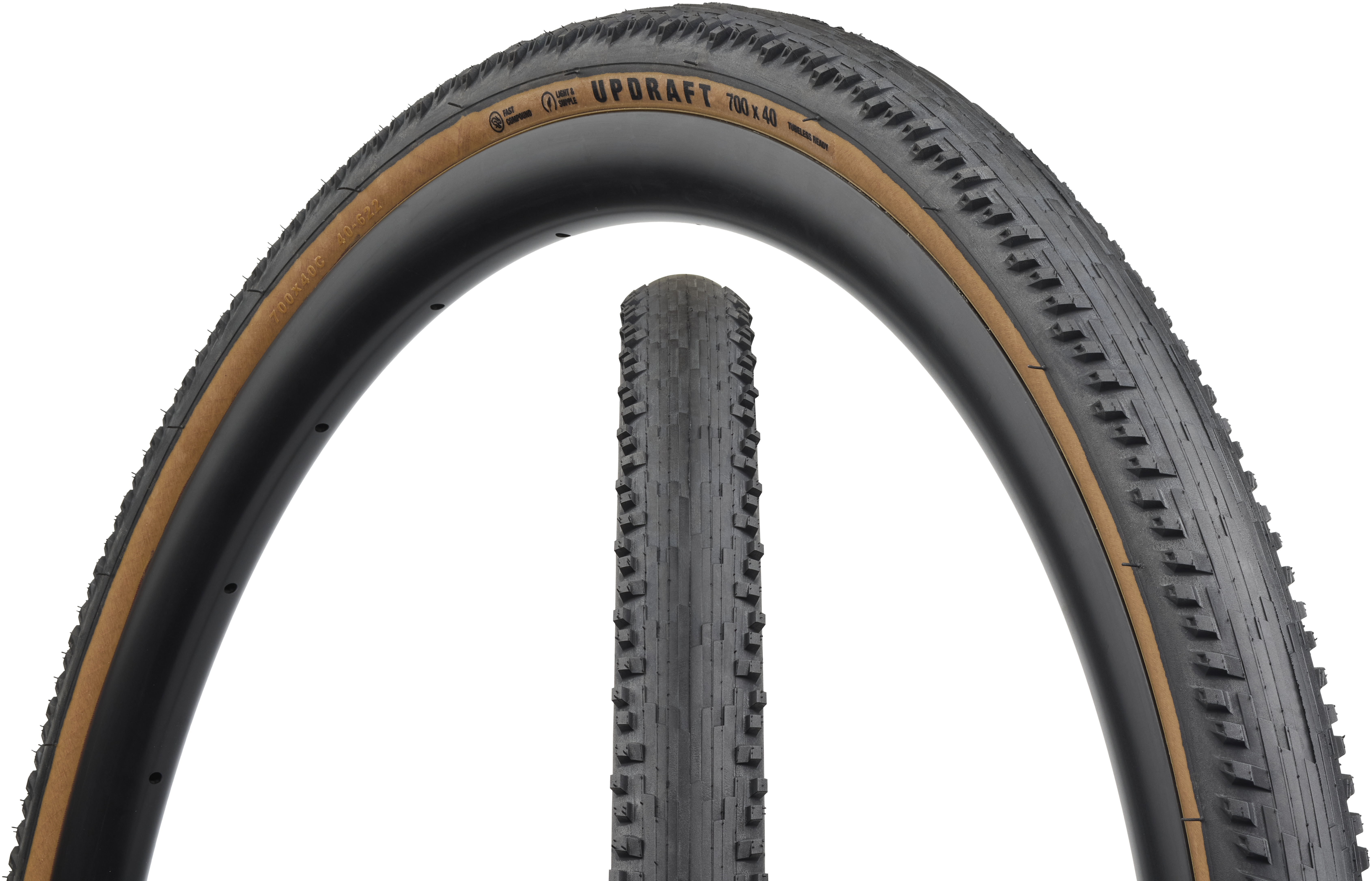 TERAVAIL UPDRAFT LIGHT & SUPPLE FOLDING TIRE, 700X35C, 35-622, FAST COMPOUND, TUBELESS, TAN TERAVAIL UPDRAFT LIGHT & SUPPLE FOLDING TIRE, 700X35C, 35-622, FAST COMPOUND, TUBELESS, TAN