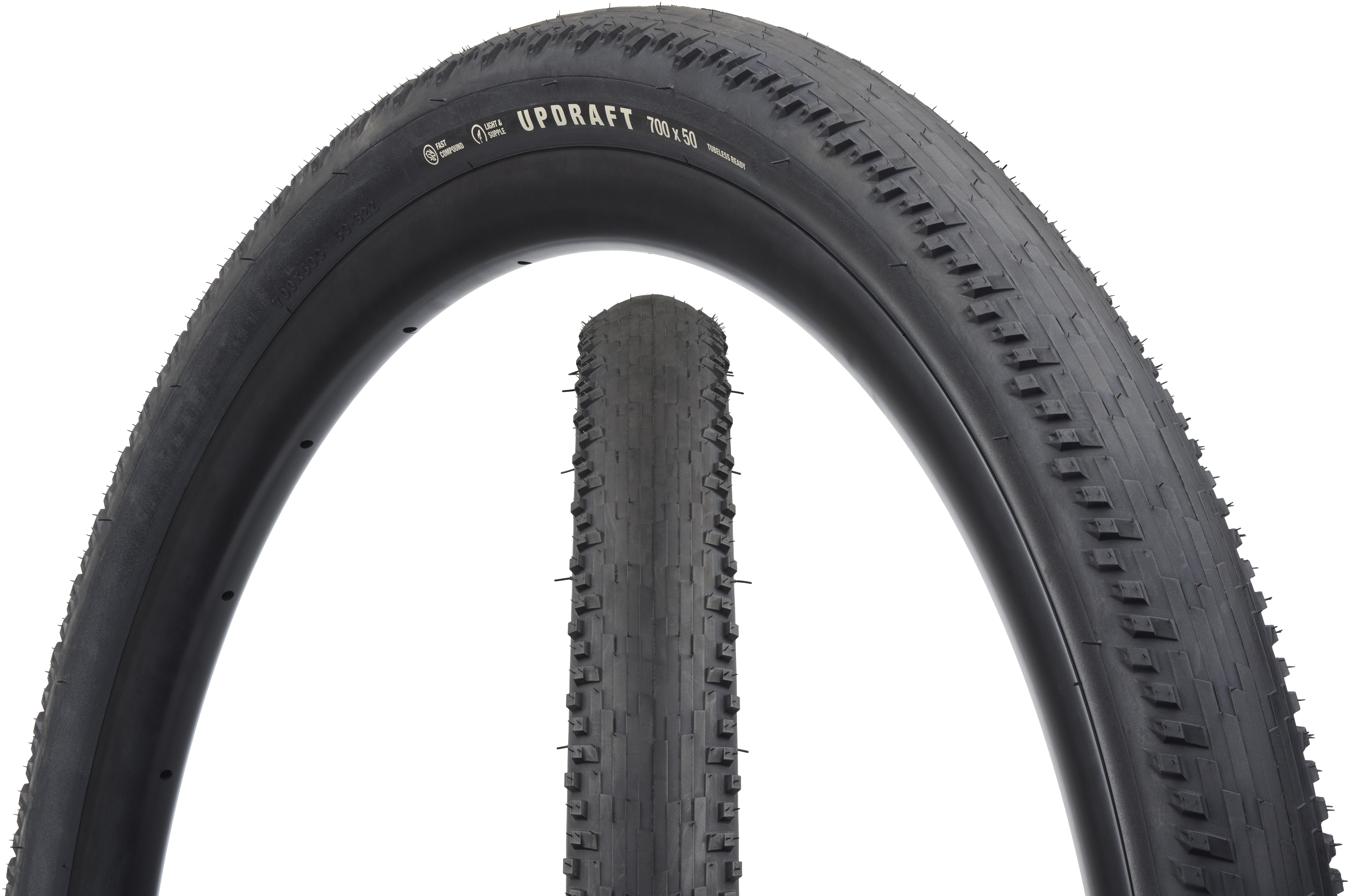 TERAVAIL UPDRAFT LIGHT & SUPPLE FOLDING TIRE, 700X50C, 50-622, FAST COMPOUND, TUBELESS, BLACK TERAVAIL UPDRAFT LIGHT & SUPPLE FOLDING TIRE, 700X50C, 50-622, FAST COMPOUND, TUBELESS, BLACK