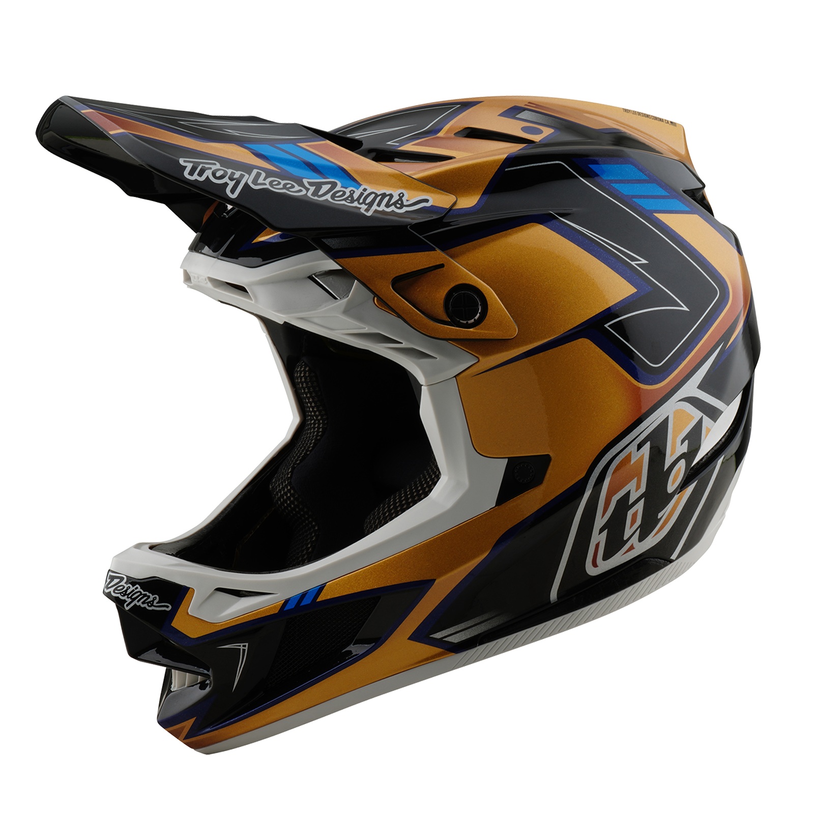 TROY LEE DESIGNS D4 COMPOSITE MIPS HELMET, ROYALTY, BLACK/GOLD, XXL | 62-63CM, XXL