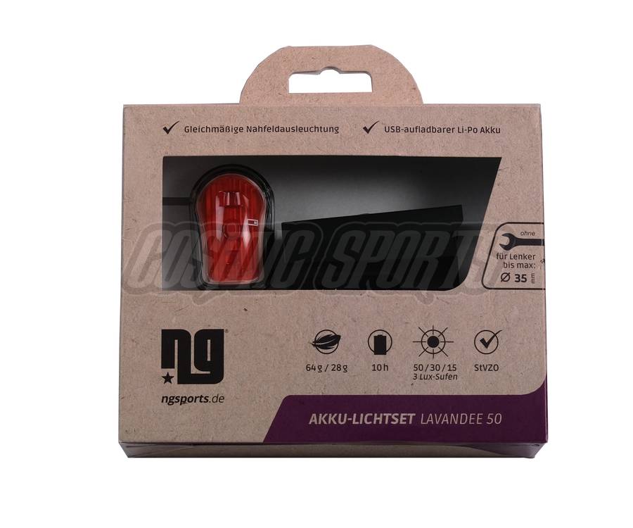 NG SPORTS LAVANDEE 50 BIKE LIGHT, TWINPACK, STVZO, BLACK 50 LUX