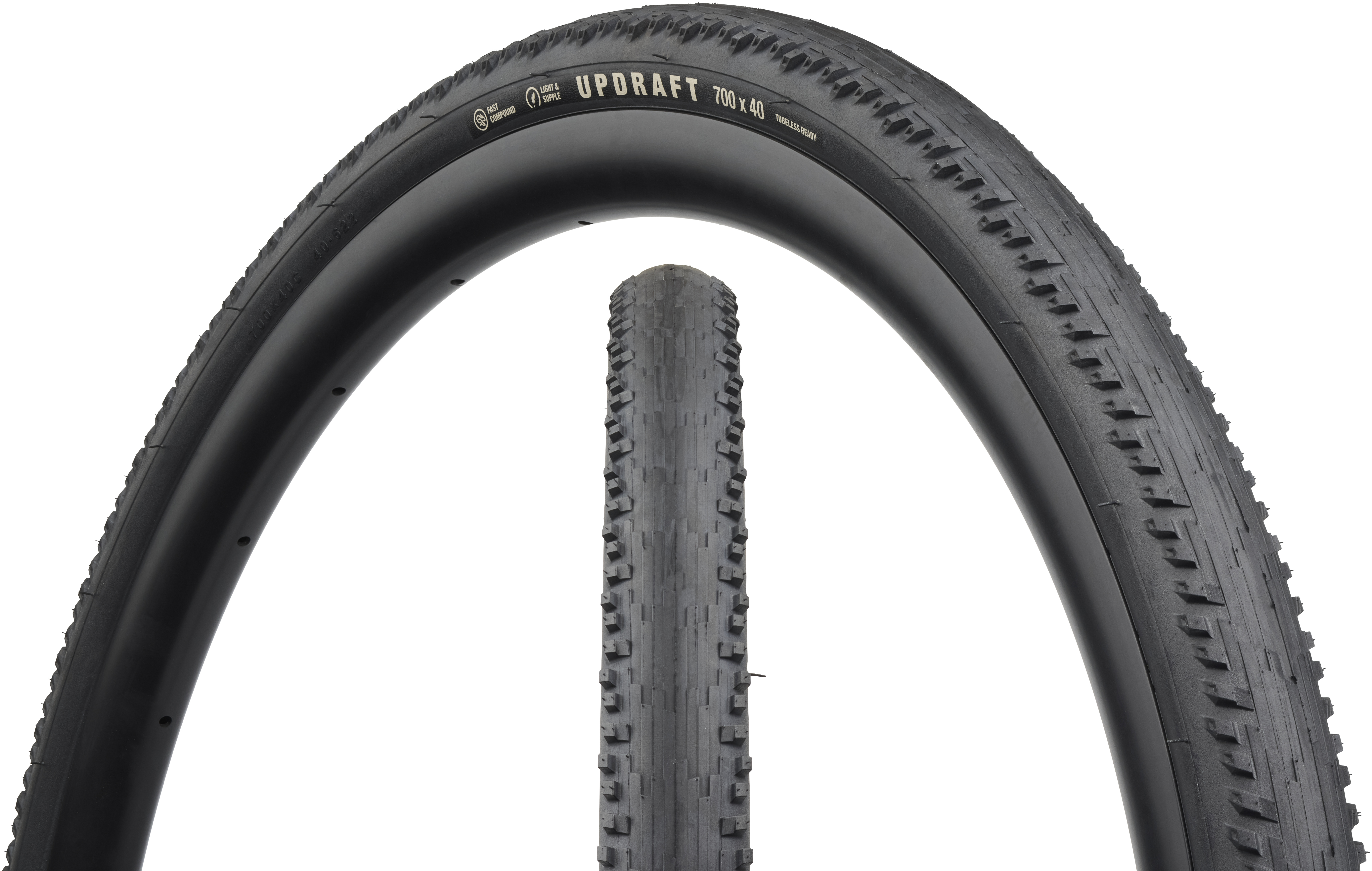 TERAVAIL UPDRAFT LIGHT & SUPPLE FOLDING TIRE, 700X35C, 35-622, FAST COMPOUND, TUBELESS, BLACK