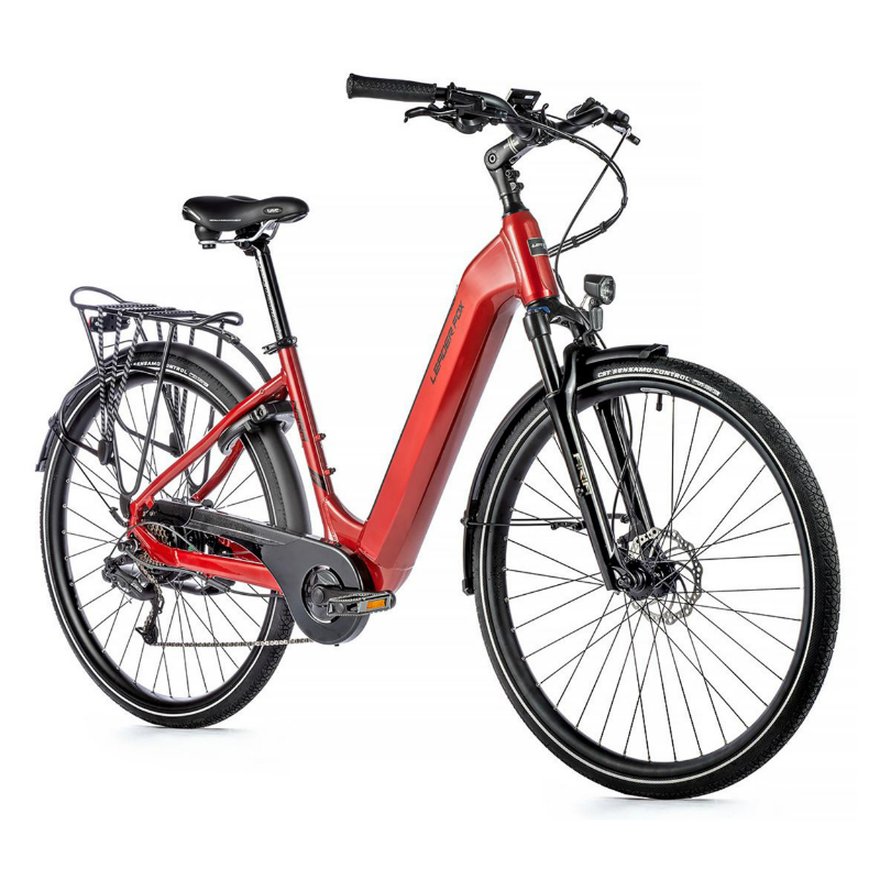 VELO ELECTRIQUE-VAE CITY 28 LEADER FOX NARA MIXTE ROUGE 7V MOTEUR ROUE AR BAFANG 36V 45NM BATTERIE 15AH (18'' - H46CM - TAILLE M - POUR ADULTE DE 168CM à 178CM)
