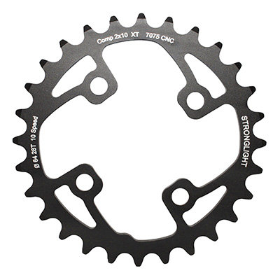 PLATEAU VTT 4BRA D.64 POUR SHIMANO XT M785 STRONGLIGHT DOUBLE 28DTS INTERIEUR NOIR (POUR EXTERIEUR 40-42DTS) NON FILETE - EPAISSEUR 3.5MM 10V. PLATEAU VTT 4BRA D.64 POUR SHIMANO XT M785 STRONGLIGHT DOUBLE 28DTS INTERIEUR NOIR (POUR EXTERIEUR 40-42DTS) NON FILETE - EPAISSEUR 3.5MM 10V.