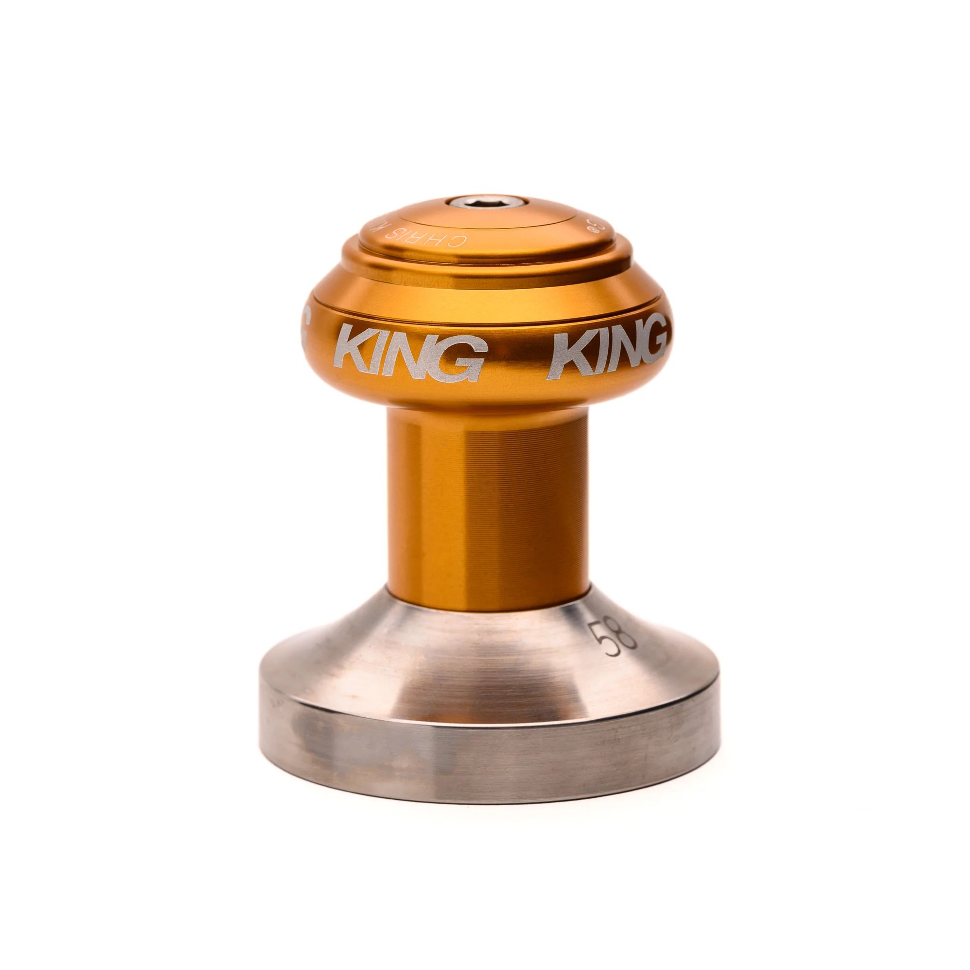 CHRIS KING ESPRESSO TAMPER, 58MM, FLAT, GOLD CHRIS KING ESPRESSO TAMPER, 58MM, FLAT, GOLD