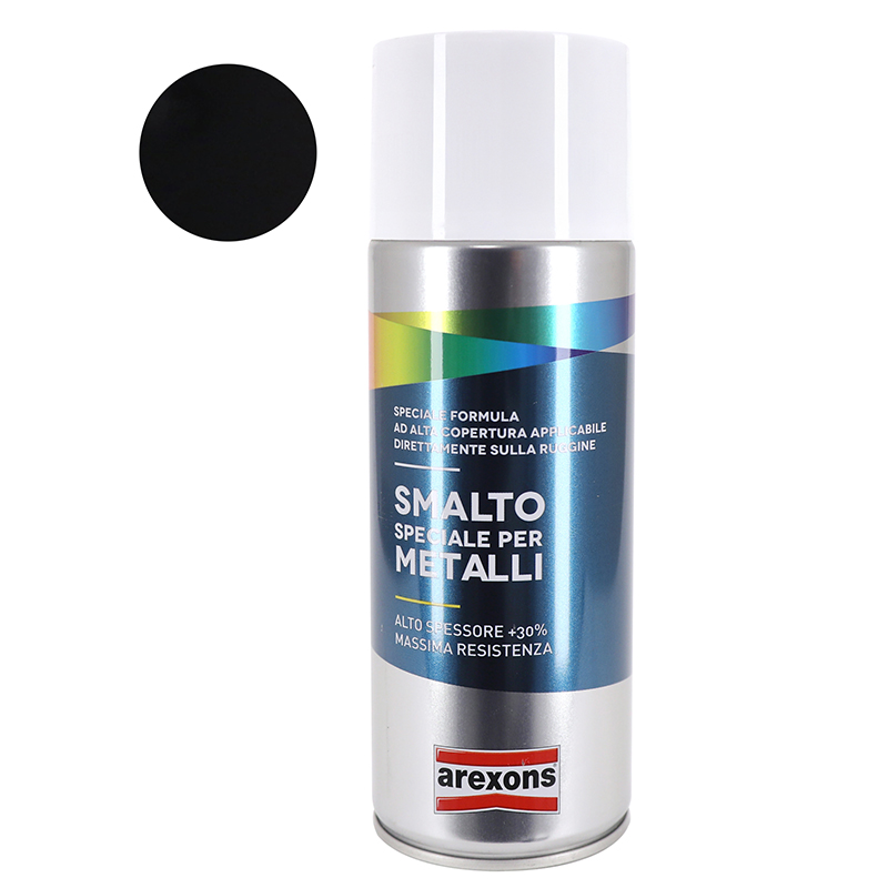 BOMBE DE PEINTURE AREXONS SMALTO SPECIAL METAL BRILLANT NOIR INTENSE AEROSOL 400 ML (3293)