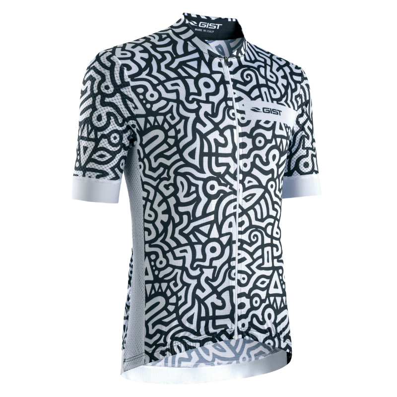 MAILLOT GIST HOMME PAINT MANCHES COURTES ZIP TOTAL NOIR-BLANC M -5344 MAILLOT GIST HOMME PAINT MANCHES COURTES ZIP TOTAL NOIR-BLANC M -5344