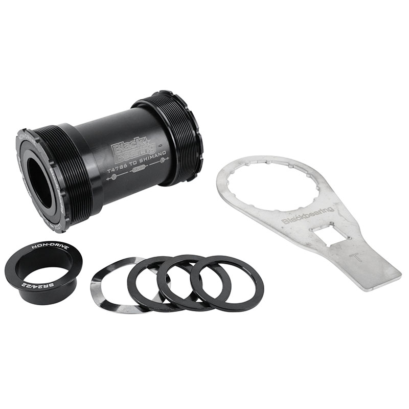 CUVETTE INTEGRE BOITIER FILETE ROUTE-VTT BLACKBEARING ROULEMENT SUPERIEUR B5 DIAM 47MM (BOITE DE 86-92MM) ANGLAIS - BSC - 1,37X24 AXE 24MM ET 24-22MM (ADAPTATEUR GXP)