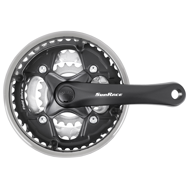 PEDALIER VTT SUNRACE 7-8V. FCM51 ACIER NOIR 152MM 42-34-24 AVEC PARE CHAINE PEDALIER VTT SUNRACE 7-8V. FCM51 ACIER NOIR 152MM 42-34-24 AVEC PARE CHAINE