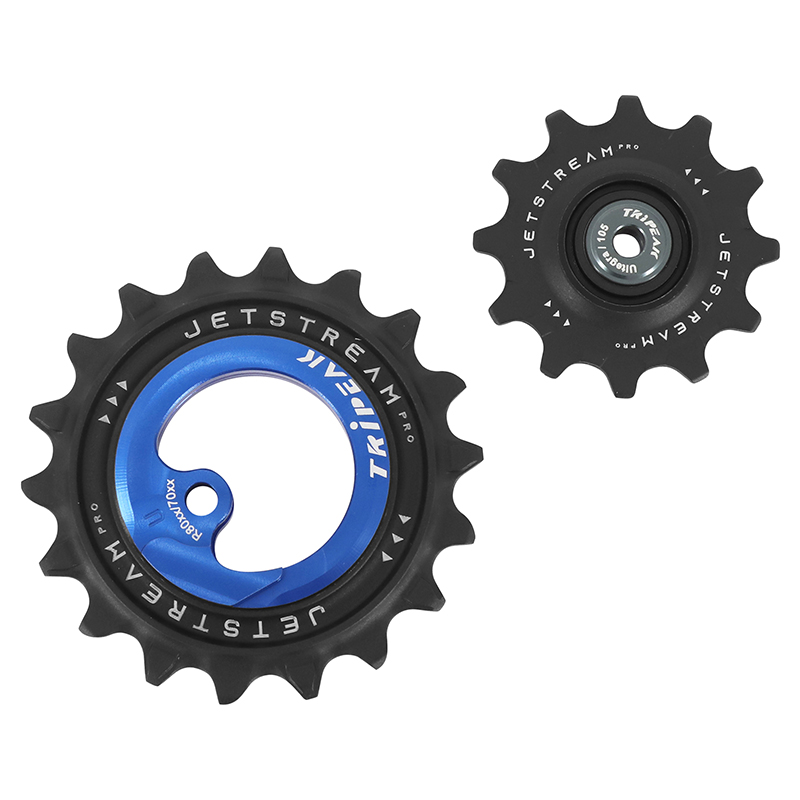 GALET DERAILLEUR AOPW TRIPEAK 12-18 DENTS CERAMIQUE 11X2V. SHIMANO ULTEGRA R8000GS - 105 R7000GS BLEU FONCE (JEU DE 2) (GARANTIE 4 ANS)