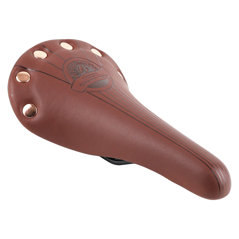 SELLE NEWTON ROUTE VINTAGE MARRON CLAIR AVEC RIVETS 278X155MM RAIL ACIER SELLE NEWTON ROUTE VINTAGE MARRON CLAIR AVEC RIVETS 278X155MM RAIL ACIER