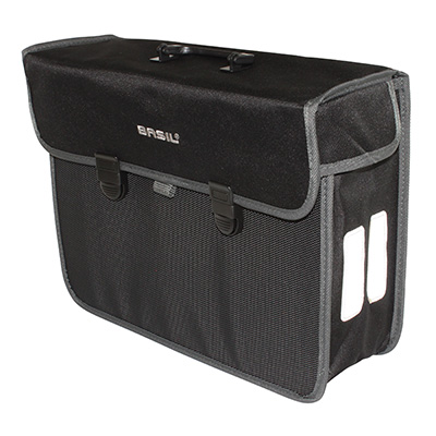 SACOCHE ARRIERE VELO LATERALE BASIL MALAGA DROIT-GAUCHE 17L FIXATION HOOK ON SUR PORTE BAGAGE NOIR (40X16X31CM) SACOCHE ARRIERE VELO LATERALE BASIL MALAGA DROIT-GAUCHE 17L FIXATION HOOK ON SUR PORTE BAGAGE NOIR (40X16X31CM)
