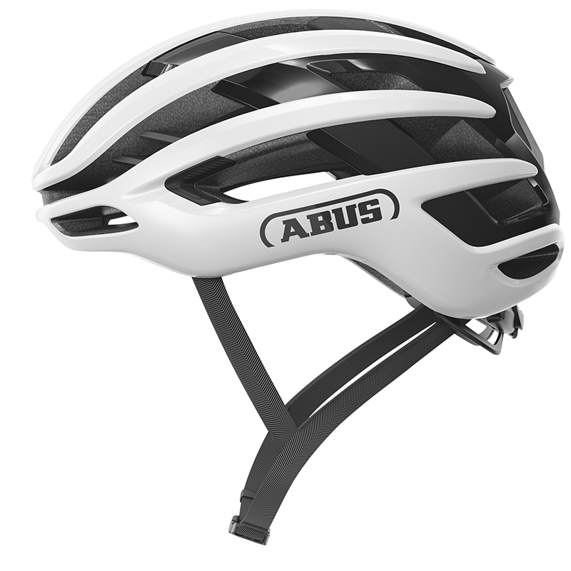 CASQUE VELO ADULTE ABUS ROUTE AIRBREAKER BLANC BRILLANT TAILLE  M (52-58CM) REGLAGE MOLETTE
