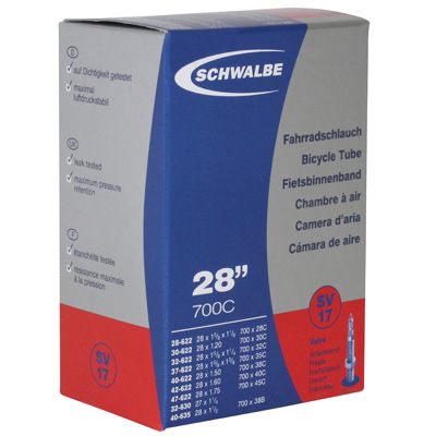 CHAMBRE A AIR VELO 700 X 28-45 - 27X1 1-4 SCHWALBE VALVE PRESTA OBUS DEMONTABLE 40MM TOUT ALU (SV17) CHAMBRE A AIR VELO 700 X 28-45 - 27X1 1-4 SCHWALBE VALVE PRESTA OBUS DEMONTABLE 40MM TOUT ALU (SV17)