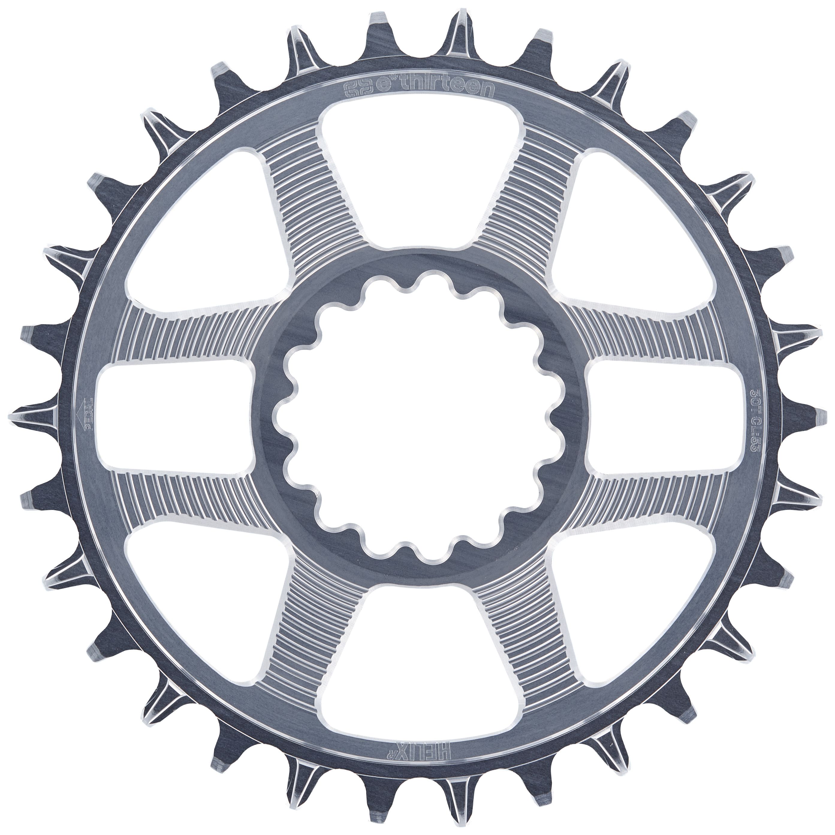 E*THIRTEEN HELIX R GUIDERING DIRECT MOUNT CHAINRING, 30 T., 52/55MM CHAIN LINE, 11/12-SPD, GREY E*THIRTEEN HELIX R GUIDERING DIRECT MOUNT CHAINRING, 30 T., 52/55MM CHAIN LINE, 11/12-SPD, GREY