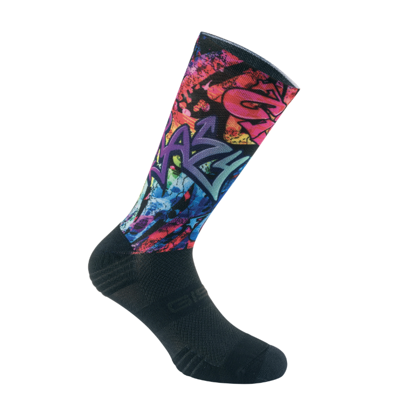 CHAUSSETTES-SOCQUETTES ETE GIST NOIR COVERING GRAPHITY NOIR ET DESIGN MUTICOLOR 38-42 ECOLOGIQUE - HAUTEUR 22 CM   (PAIRE)  -5868