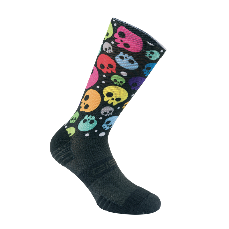 CHAUSSETTES-SOCQUETTES ETE GIST NOIR SKULL NOIR ET DESIGN MUTICOLOR 38-42 ECOLOGIQUE - HAUTEUR 22 CM   (PAIRE)  -5868