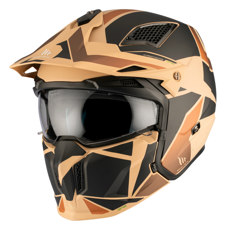 CASQUE TRIAL MT STREETFIGHTER SV P1R NOIR-SABLE MAT    XS  SIMPLE ECRAN TRANSPARENT TRANSFORMABLE AVEC MENTONNIERE AMOVIBLE (LIVRE AVEC UN ECRAN SUPPLEMENTAIRE DARK) (ECE 22.06)