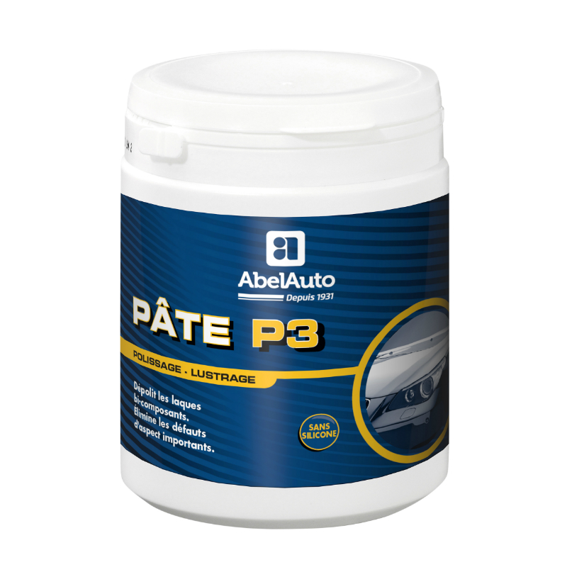 PATE DE POLISSAGE P3 CARROSSERIE ABEL AUTO 1KG ABRASIVITE 80, BRILLANCE 30 (MARQUE FRANCAISE)  -GAMME PROFESSIONNELLE-