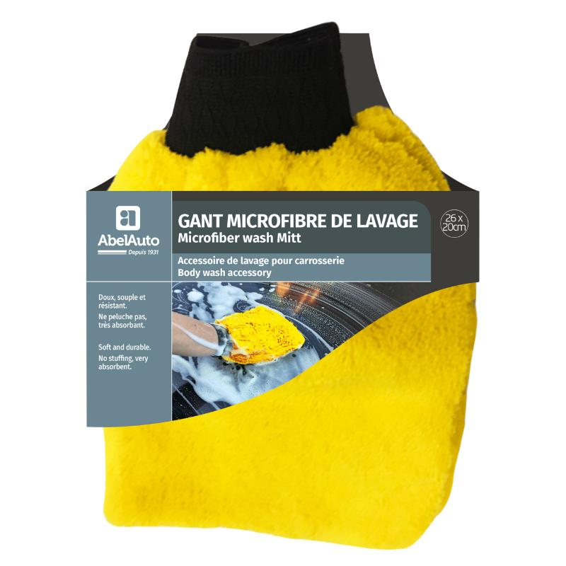 GANT MICROFIBRE DE LAVAGE-NETTOYAGE ABEL AUTO (MARQUE FRANCAISE)  -GAMME PROFESSIONNELLE-