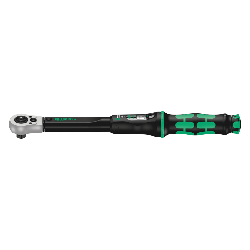 CLE DYNAMOMETRIQUE WERA CLICK TORQUE C2 CARRE 1-2 SERRAGE DE 20 A 100 NM NOIR-VERT (VENDU A L'UNITE)  -MARQUE ALLEMANDE POUR LES ATELIERS-