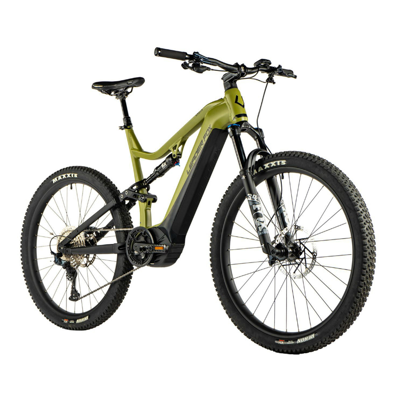 VELO ELECTRIQUE-VAE VTT 29 LEADER FOX ARGUS TOUT SUSPENDU HOMME VERT MAT 12V MOTEUR CENTRAL PANASONIC GX ULTIMATE 36V 90NM BATTERIE 20AH (CADRE 21,5'' - H55CM - XL - POUR ADULTE DE 185CM à PLUS)