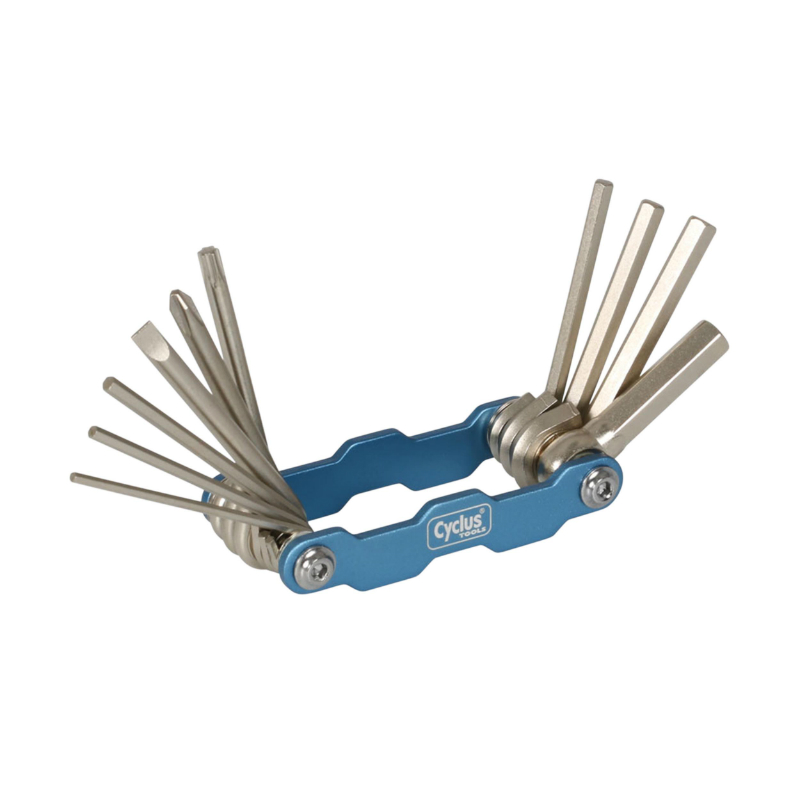 OUTIL MULTIFONCTION CYCLUS 10 FONCTIONS CLE ALLEN 2-2.5-3-4-5-6-8 + TOURNEVIS PLAT ET CRUCIFORME + TORX T25 (8,3 X 4,0 X 1,9 CM)